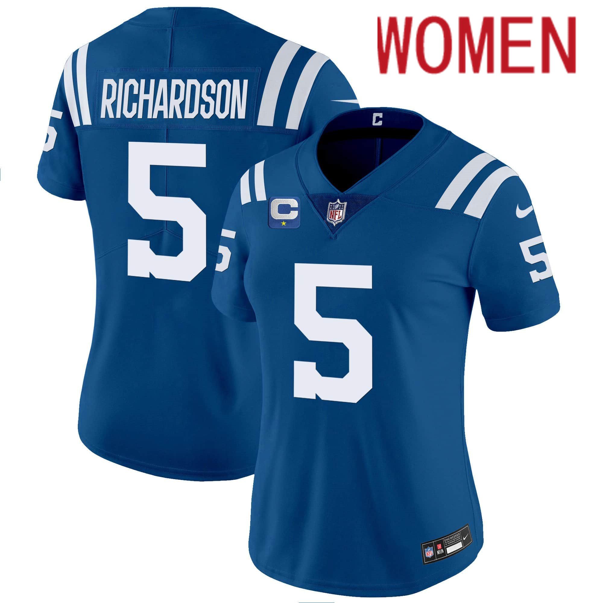 Women Indianapolis Colts 5 Richardson Blue 2024 Nike Vapor Limited NFL Jersey style 1